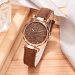 Relógio de pulso feminino casual romântico estrelado céu pulseira de couro